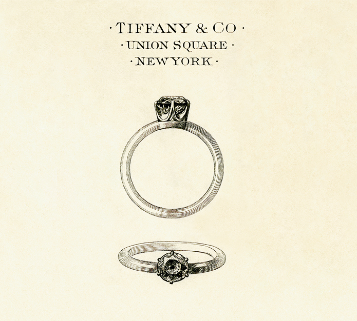 Pierścionek Tiffany zaprezentowany w 1886 roku.